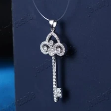 Special Sterling Silver Happiness Key Flawless Cubic Zirconia Pendant Engagement