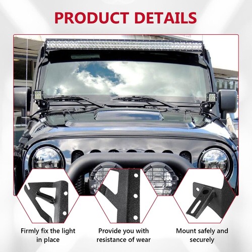 Mount Braket w/A-pillar For Jeep Wrangler JK 07-17 52" Inch LED Work Light Bar - Picture 7 of 12