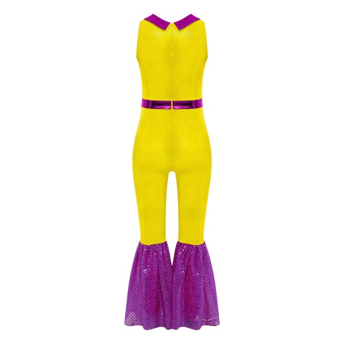 Kids Girls Leotard Party Rompers Metallic Jumpsuit Halloween Overalls Gymnastic - Picture 34 of 71