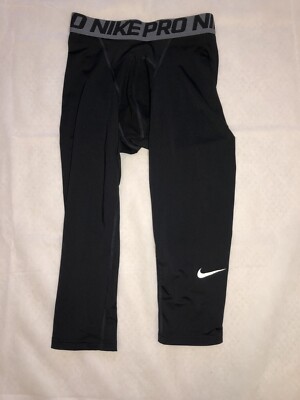 Nike Pro Compression 3/4 Leggings Men s Sz M Black Athletic 703082-010