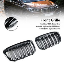 2PCS Gloss Black Front Kidney Grill Grille Fit BMW X1 F48 F49 2016-2019