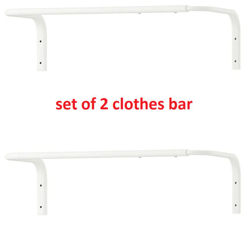 2 x IKEA Wall Mounted Clothes Rail Adjustable Bar Hanging Rack White 60