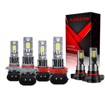 For 2007-2013 GMC Sierra 1500 6pcs LED Headlight High Low Beam + Fog Light Bulb