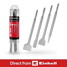 Einhell 4x Chisel Bit Set 250mm For SDS+ Rotary Hammers Flat Spade Tile Steel
