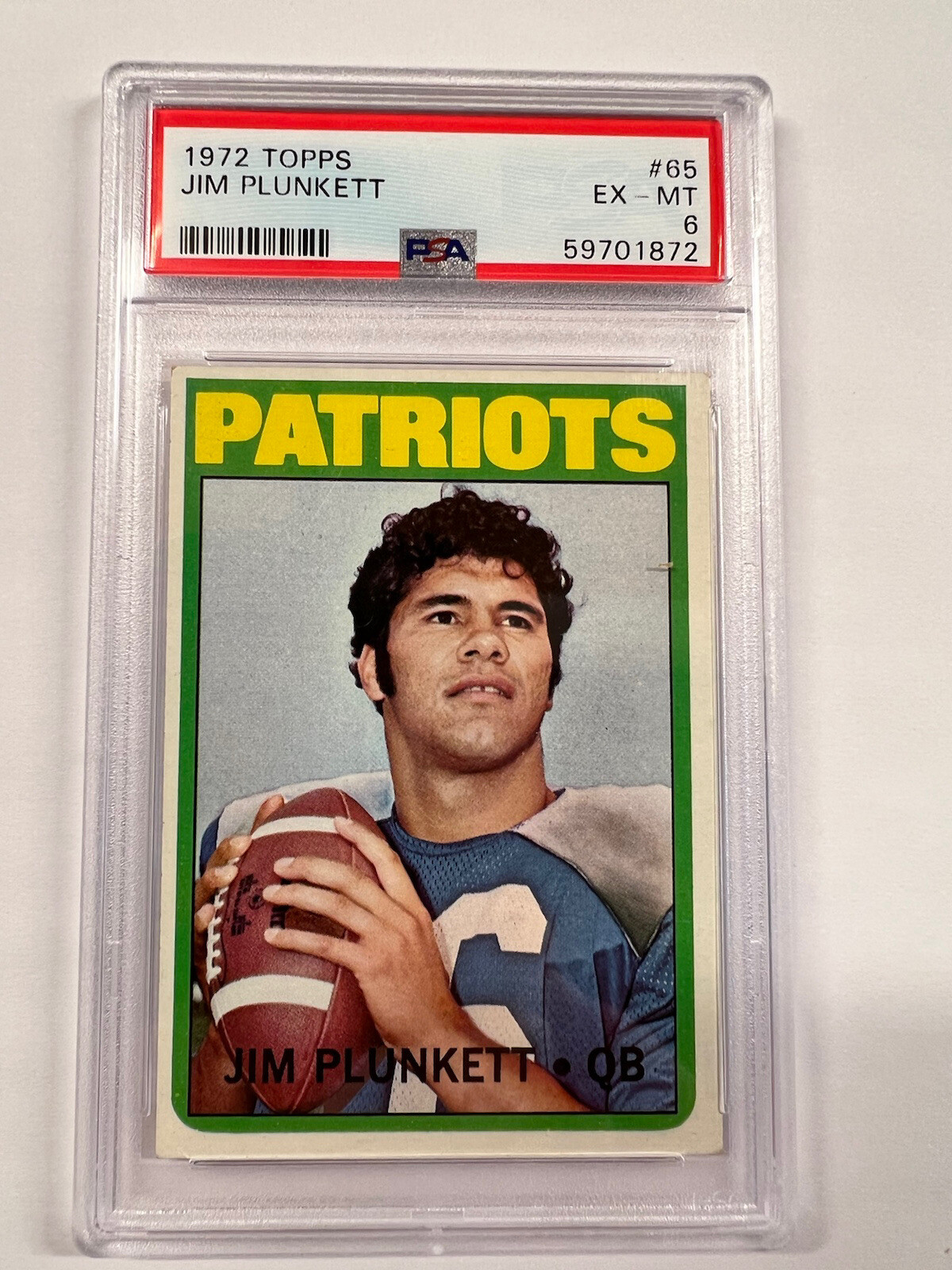 1972 Topps #65 Jim Plunkett RC Patriots PSA 6 EX-MT 872