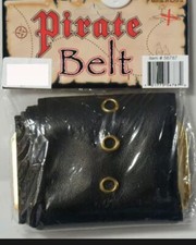 Black Faux Leather Pirate Belt Gold Grommets Adult Halloween Costume Accessory