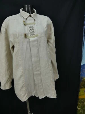 Gr.XL Trachtenhemd Alpenland beige dünnes Leinen mit Kreuzstich Stickerei TH995 - Bild 1 von 3