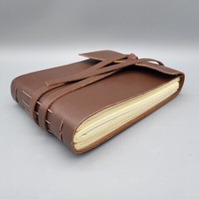 Rustic Town Leather Photo Album Scrapbook Wrap Closure Blank Pages Hold 4x6/5x7