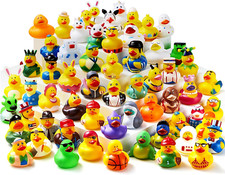 30 Pcs Rubber Ducks, Random Assortment Mini Rubber Duckie Toys with Mesh Carry B