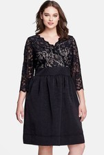  Eliza J Scalloped Black Lace Bodice Fit & Flare Dress  Sz 16  $158  *264 