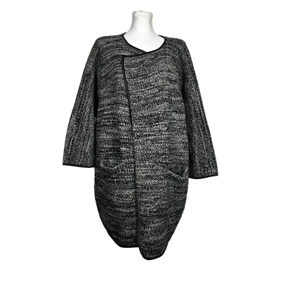 COS Women's Pure Wool Gray Melange Wrap Sweater Knit Cardigan Size