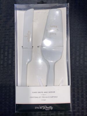 Style Me Pretty Cake Knife And Server Set White Gold