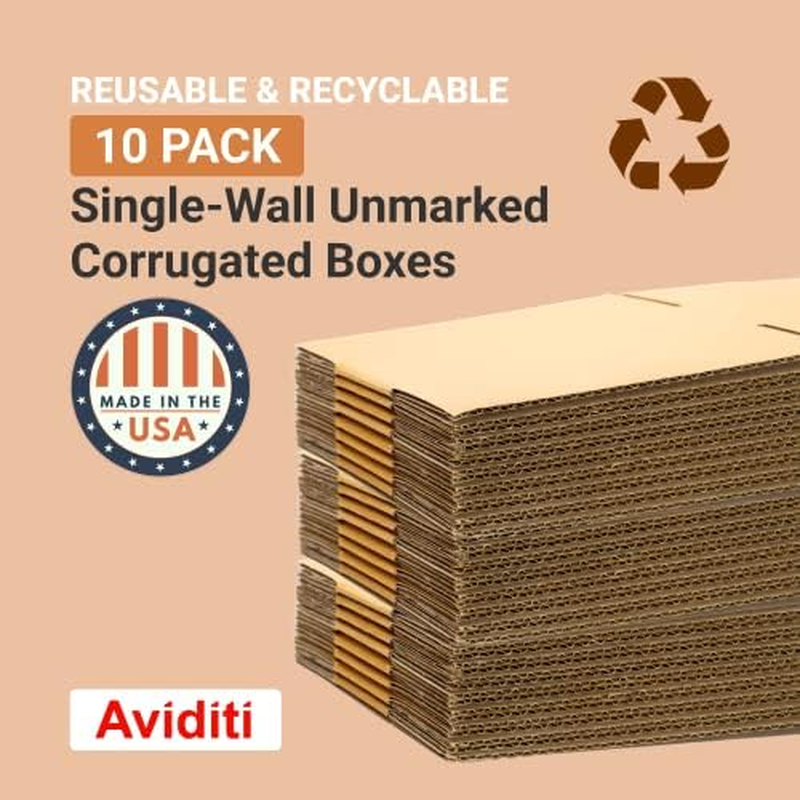 Shipping Boxes Large 24"L X 16"W X 12"H, 10Pack Corrugated Cardboard