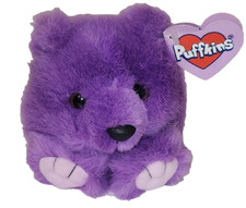 Vintage Puffkins VIOLET the Purple Bear 4" Plush Stuffed Animal Toy Swibco NWTs