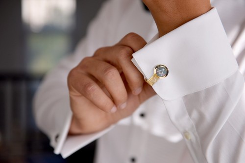 NEW Stunning Craft Boxed Masonic Onyx Dress Shirt Studs Set of 4 Rhodium Plated - Picture 2 of 2