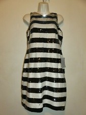 Eliza J Reversible Stripe Sequin Shift Dress size 2 NWT