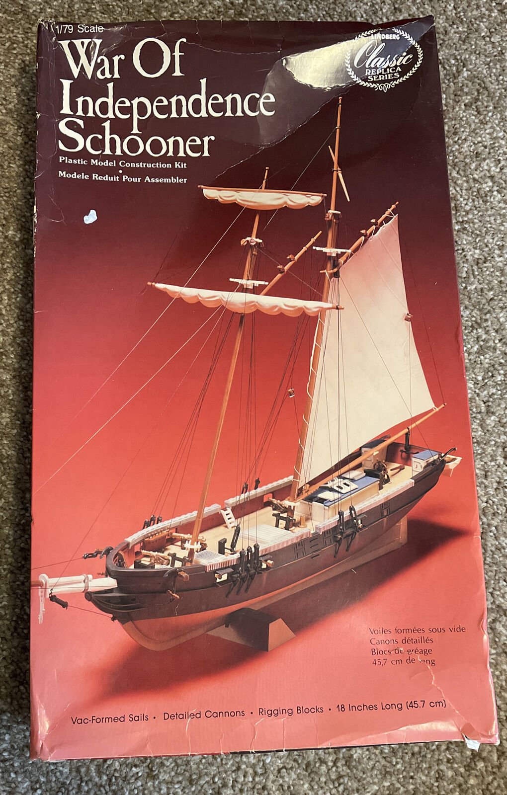 Lindberg Model Kit- War Of Independence Schooner Ship 1:79 Kit No. 711 - READ!!!
