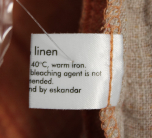 ESKANDAR Orange Linen Standing Collar Knee-Length Button-Front Jacket 0 O/S - Picture 7 of 8