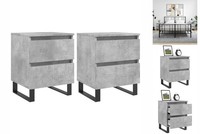 Nachttische2Er Set Betongrau 40X35X50 Cm Holz Nachtkonsole