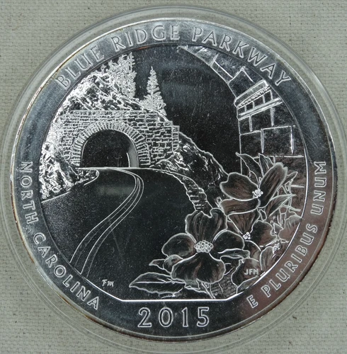 2015 Blue Ridge Parkway 5 oz Silver Quarter .999 ATB US Mint with Capsule