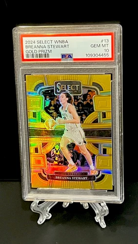 🔥POP-1🔥2024 Panini SELECT WNBA Breanna Stewart⭐Gold Prizm #13💎/10 PSA 10