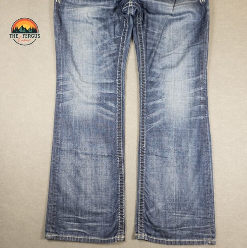 MEK Denim Jeans Y2K Cyber Wide Leg Button Fly Med Wash USA Design Mens Sz 34x34 - Picture 4 of 19
