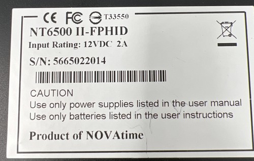Novatime NT6500 II-FPHID Card Reader Time Clock Touch Screen Fingerprint - Picture 6 of 9