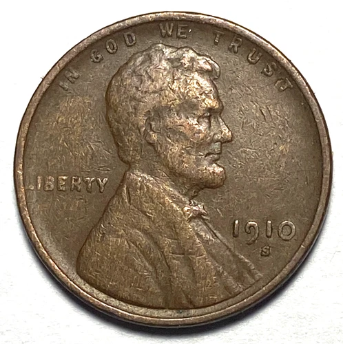 1910 S Lincoln Wheat Cent Penny F-VF  Actual Coin Pictured Semi-Key