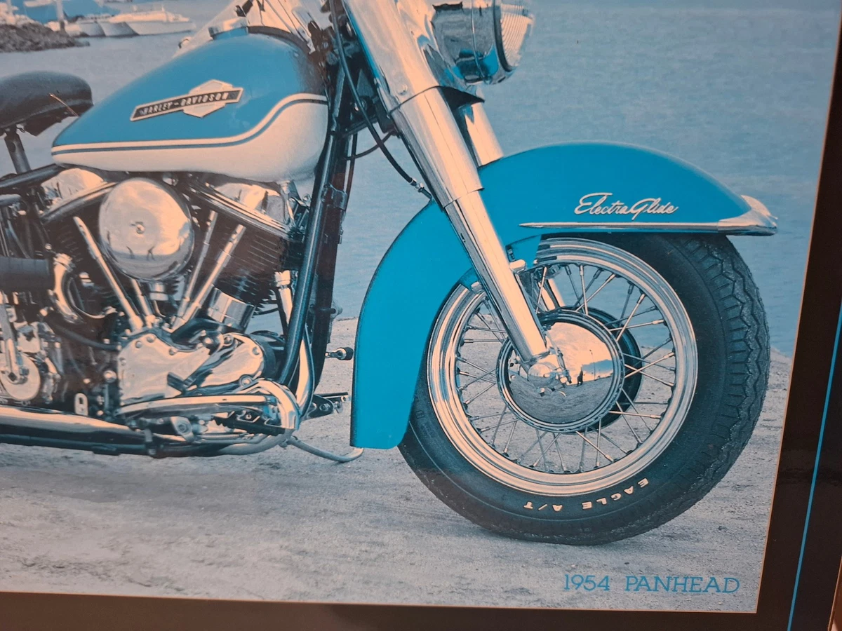 Retro Harley Davidson Wood Mounted Prints x 2 - Wall Art - 51cm x 41cm
