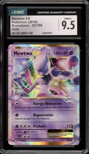 Pokemon Mewtwo EX XY Evolutions Holo Rare #52 CGC 9.5