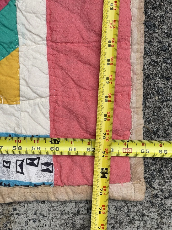 De Colección Edredón Saco de Alimentación Ocho Puntos Estrella Carpinteros Rueda Acolchado a Mano Rosa 73x65 Foto 2 de 4