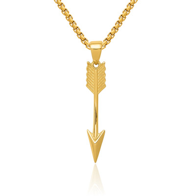 14K Solid Yellow Gold Arrow Necklace