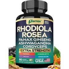 Parrox Rhodiola Rosea Ginseng Ashwagandha Cordyceps Turmeric Ginkgo 60 EXP 09/27