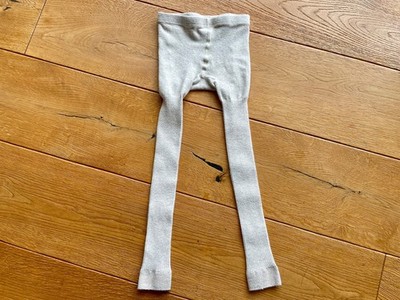 MINI BODEN: Fußlose Rippenstrumphose natur / hellbeige melliert m. Glitzer   152