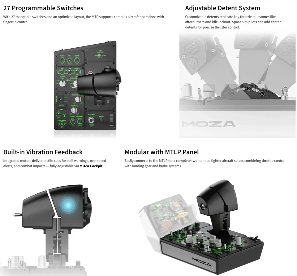 NEU MOZA MTP F18 Vibration Throttle Startp Panel DCs Home Cockpit Jet Flightsim - Bild 4 von 4