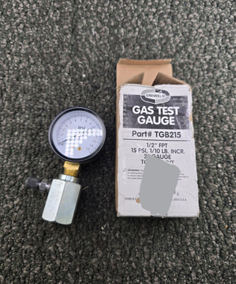 (QTY 3) UNIWELD TGB215: 1/2'' FPT 15 PSI, 1/10 LB. INCR. 2'' GAUGE TOP MOUNT