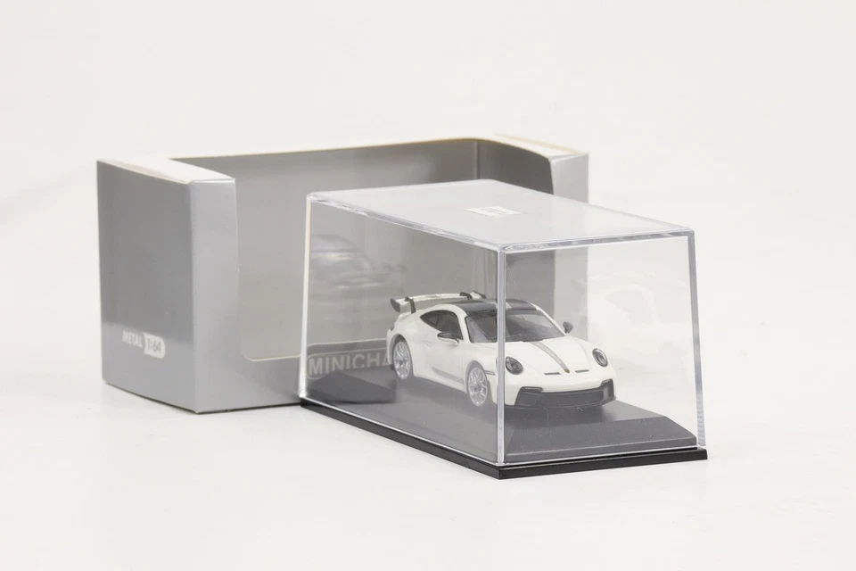 1:64 Minichamps Porsche 911 992 GT3 2021 Carrera Bianco Metallico Diecast - Immagine 4 di 4
