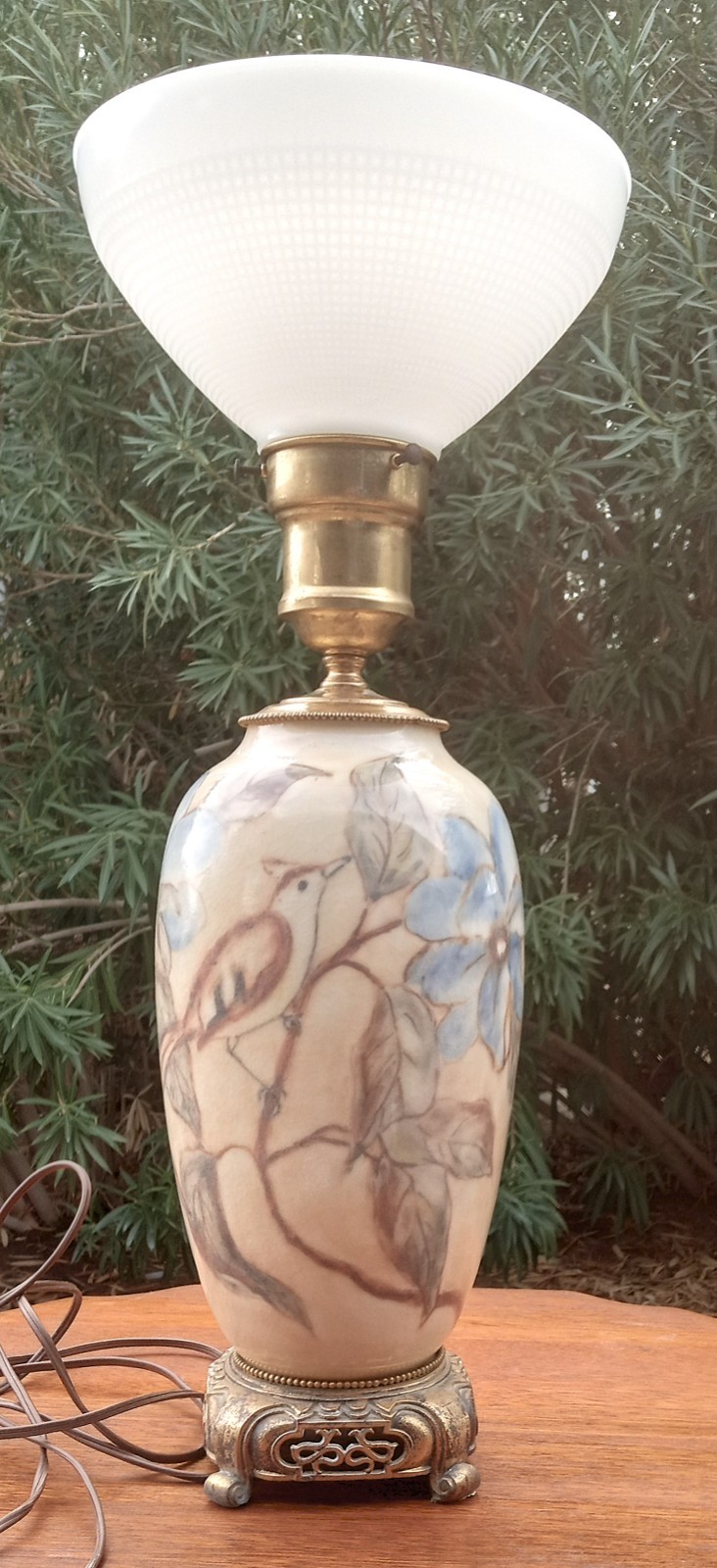 Rookwood Pottery Lamp Birds By Loretta Holtkamp 1949 Tested Works great!