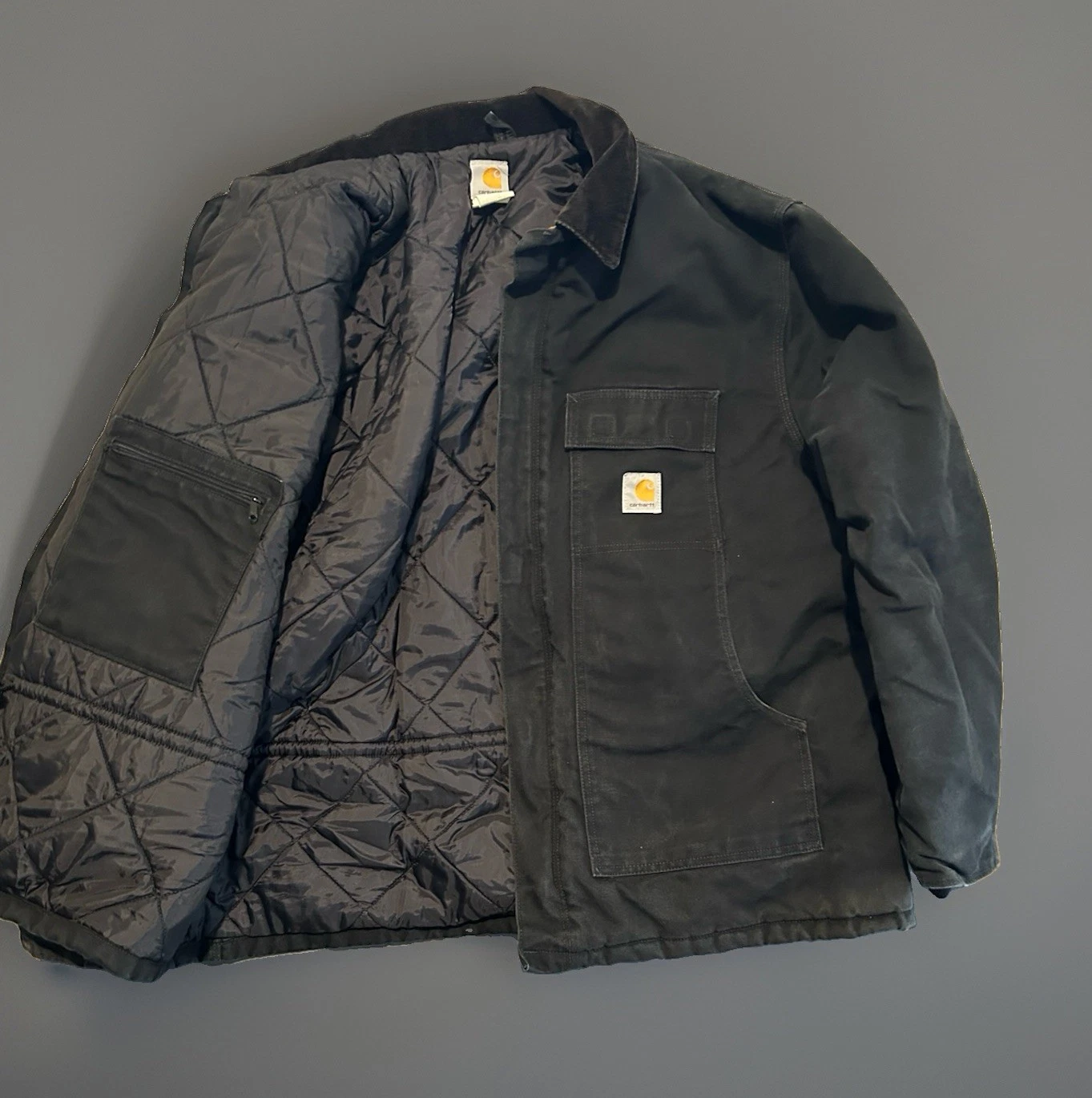 Carhartt Jacket Mens 54 Tall Black C03 Traditional Coat Duck Canvas Distressed image 1