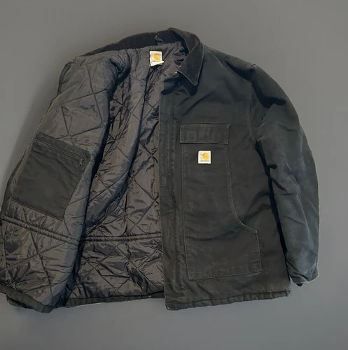 Carhartt Jacket Mens 54 Tall Black C03 Traditional Coat Duck Canvas Distressed video thumbnail
