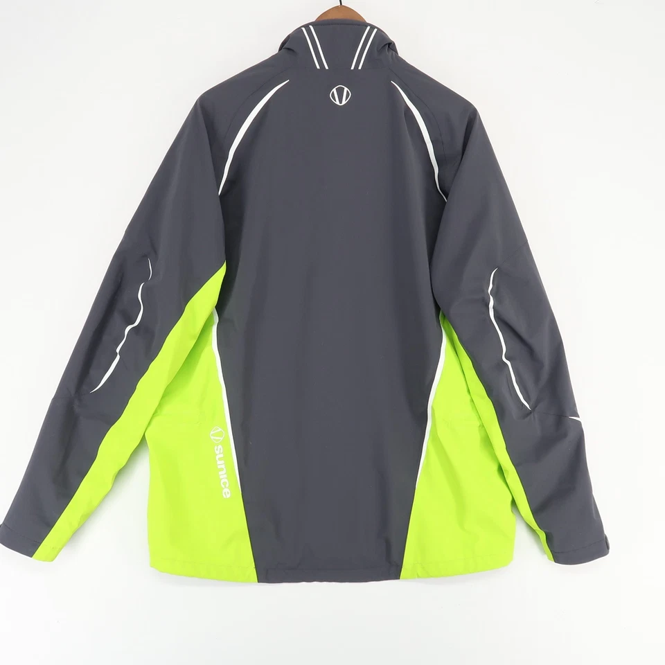 Chaqueta Sunice Typhoon Zephal Para Hombres L Gris Verde Neón Impermeable Elastizada Golf Foto 2 de 4