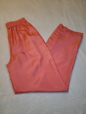 VTG River Edge 100% Silk Lined Windbreaker Pants Size M Coral Pink