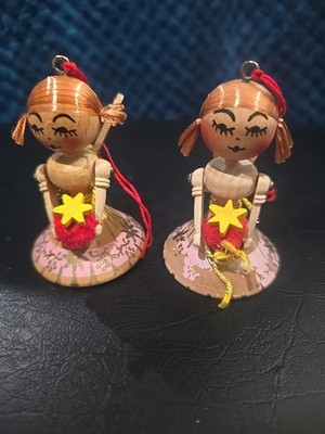 1980s Steinbach Angel with Star Wooden Christmas  Ornament Movable Arms