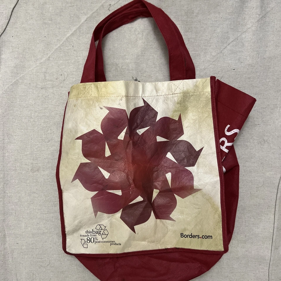 Bolso de Mano Librería Borders Negro Rojo Marca Leeds 15x15 RARO USADO EN EXCELENTE ESTADO Foto 2 de 4