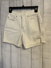 London Jean Co Women's Ivory 100% Cotton Denim Shorts Size 0