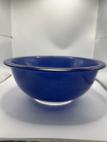 VTG PYREX #323 Blue Cobalt Mixing Bowl Clear Bottom Corning U.S