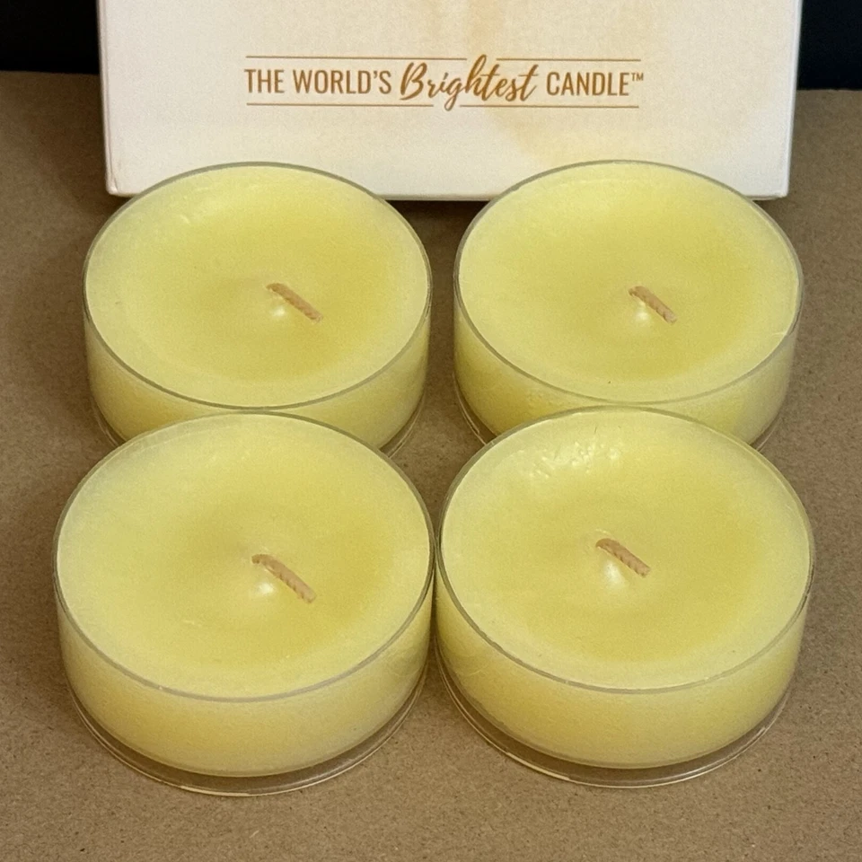 PartyLite GloLite WILD LEMONGRASS CITRONELLA Large TEALIGHT CANDLES Box of 4 - Image 4 of 4