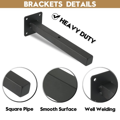 Heavy Duty Shelf Brackets 4 Pack 12 inch Black Metal L-Bracket for Shelving - Picture 4 of 7
