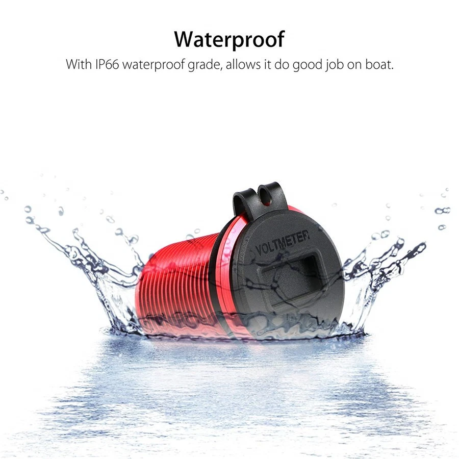 Red 12V Dual USB 4.2A Car Cigarette Lighter Charger Socket LED Digital Voltmeter - Image 2 of 4