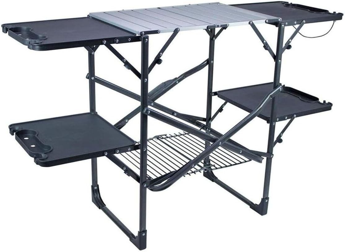 GCI Outdoor Folding Cook Station Table w/ Side Tables & Rack